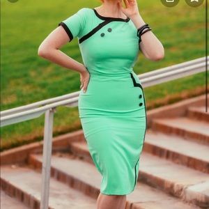 Tatyana XS NWOT 60s mod mint green pencil dress